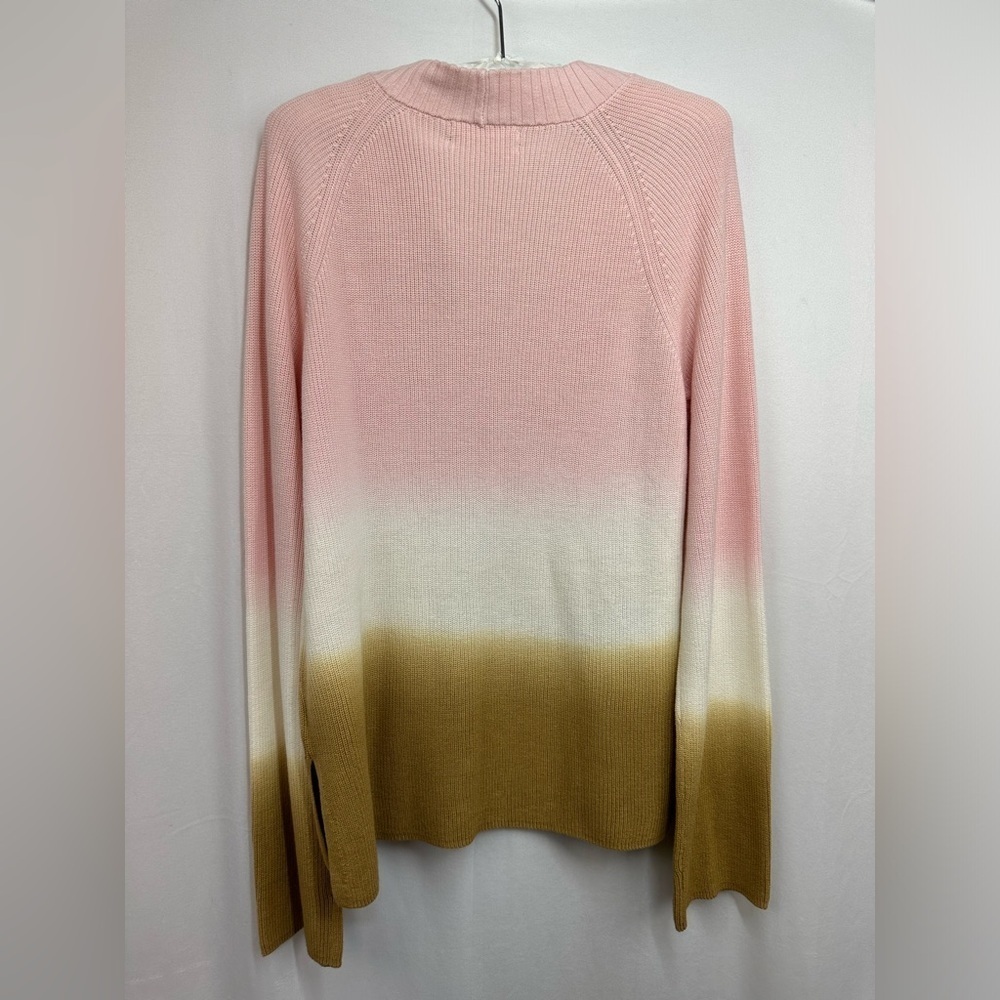 Anthropologie Ombre V Neck Sweater Pink White Gold Long Sleeve Size Medium NWT - Picture 8 of 10